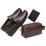 02 kit mocassim de couro 3210c necessaire de couro carteira de couro