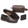 04 kit mocassim de couro 3210c necessaire de couro carteira de couro