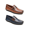 07 kit 2 mocassim masculino couro legitimo azul e whisky scarpazi 3220a w